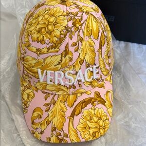 Versace Pink and Gold Baroque Logo Baseball Cap